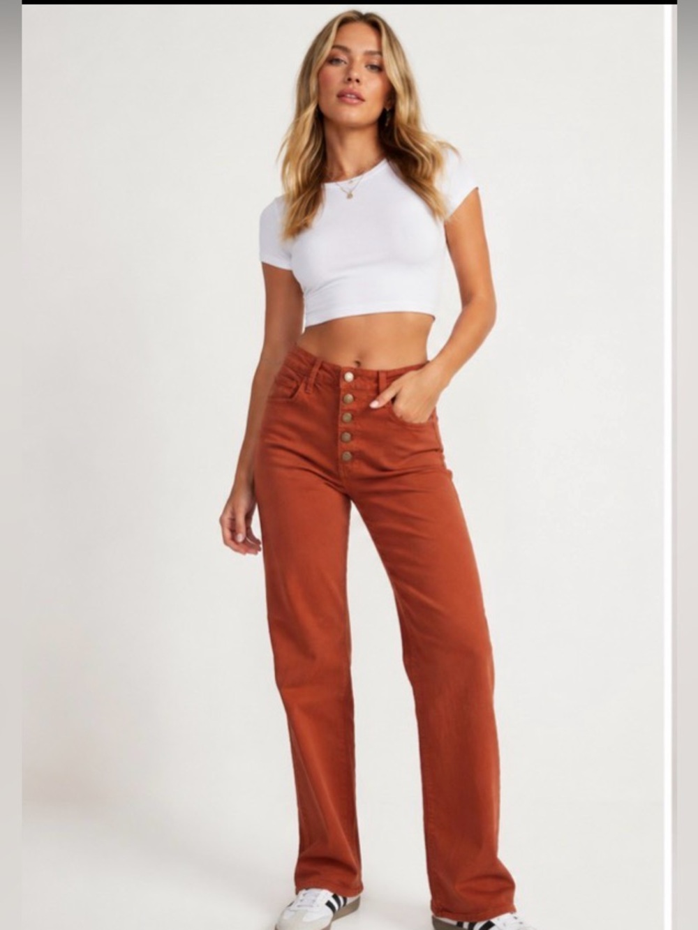 L.T.J | High-Rise Wide-Leg Jeans in Rust - Button-Fly | Fall Burnt Orange